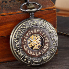 Load image into Gallery viewer, Box Package Solid Wood Mechanical Pocket Watch FOB Chain Locket Dial Hollow Steampunk Skeleton Men Women Mens Male Clock Watches
