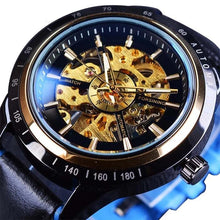 Load image into Gallery viewer, Motorcycle Design Genuine Black Belt Skeleton Men's Automatic Watch