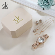 Load image into Gallery viewer, Shengke Quartz Watch Rose Gold Women Jewelry Set SK  Watches Earrings Necklace Women's Day Gift