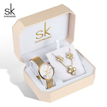 Load image into Gallery viewer, Shengke Quartz Watch Rose Gold Women Jewelry Set SK  Watches Earrings Necklace Women's Day Gift