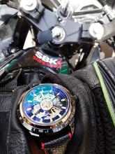 Load image into Gallery viewer, Motorcycle Design Genuine Black Belt Skeleton Men's Automatic Watch