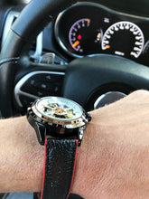 Load image into Gallery viewer, Motorcycle Design Genuine Black Belt Skeleton Men's Automatic Watch