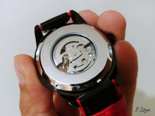 Load image into Gallery viewer, Motorcycle Design Genuine Black Belt Skeleton Men's Automatic Watch