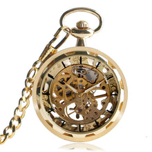 Load image into Gallery viewer, Vintage Watch Necklace Steampunk Skeleton Mechanical Fob Pocket Watch Clock Pendant Hand-winding Men Women Chain Gift