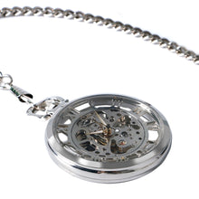 Load image into Gallery viewer, Hot Sale Elegant Fashion Classic Transparent Skeleton Silver Mechanical Hand Wind Poket Watch for Girls relogio de bolso