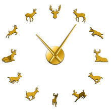 Load image into Gallery viewer, Deer Head DIY Giant Wall Clock Woodland Deer Hunter Modern Deer Antler Wall Clock Acrylic Mirror Effect Animals Home Decorations