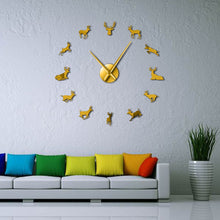 Load image into Gallery viewer, Deer Head DIY Giant Wall Clock Woodland Deer Hunter Modern Deer Antler Wall Clock Acrylic Mirror Effect Animals Home Decorations