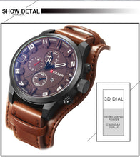 Load image into Gallery viewer, Top Brand Luxury Clocks Date Sport Military Leather Strap Men's Watches