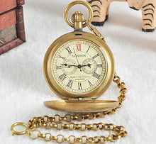 Load image into Gallery viewer, Antique Copper London Pocket & fob Watches Mechanical Watch Hand Wind Skeleton Mens Pocket Watch With Chain Xmas Gift Box