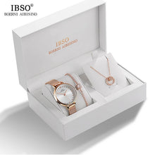 Load image into Gallery viewer, IBSO Brand Watch Rose Gold women Luxury Watch Bracelet Necklace Set Female Jewelry Set Fashion Creative Quartz Watch wife's Gift