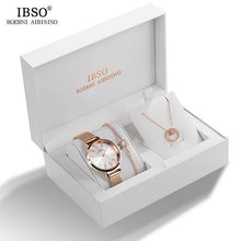 Load image into Gallery viewer, IBSO Brand Watch Rose Gold women Luxury Watch Bracelet Necklace Set Female Jewelry Set Fashion Creative Quartz Watch wife's Gift