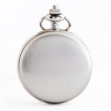 Load image into Gallery viewer, Retro Smooth Men Black Pocket Watch Silver Polish Quartz Fob Pocket Watches Pendant with Chain