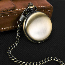 Load image into Gallery viewer, Retro Smooth Men Black Pocket Watch Silver Polish Quartz Fob Pocket Watches Pendant with Chain