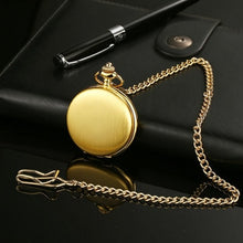 Load image into Gallery viewer, Retro Smooth Men Black Pocket Watch Silver Polish Quartz Fob Pocket Watches Pendant with Chain