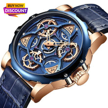 Load image into Gallery viewer, Luxury Brand Sports Skeleton Military Quartz Hollow Leather Men's Watches