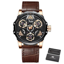 Load image into Gallery viewer, Luxury Brand Sports Skeleton Military Quartz Hollow Leather Men's Watches