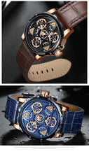 Load image into Gallery viewer, Luxury Brand Sports Skeleton Military Quartz Hollow Leather Men's Watches