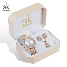 Load image into Gallery viewer, Shengke Creative Luxury Woman Watch Rose Gold Box Watches for Women Gift Necklace Watch Set Stainless Steel Wrist Watches