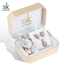 Load image into Gallery viewer, Shengke Creative Luxury Woman Watch Rose Gold Box Watches for Women Gift Necklace Watch Set Stainless Steel Wrist Watches