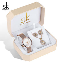Load image into Gallery viewer, Shengke Creative Luxury Woman Watch Rose Gold Box Watches for Women Gift Necklace Watch Set Stainless Steel Wrist Watches