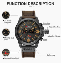 Load image into Gallery viewer, Top Brand Sport Wrist Watch Chronograph Quartz Military Genuine Leather