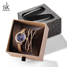 Load image into Gallery viewer, Shengke Fashion Silver Steel Women Watch Set with Box Luxury Bracelet Watches Wrist Watches Set Xmas Gift Watch for Women