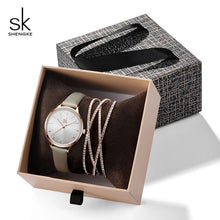 Load image into Gallery viewer, Shengke Fashion Silver Steel Women Watch Set with Box Luxury Bracelet Watches Wrist Watches Set Xmas Gift Watch for Women