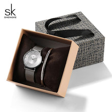 Load image into Gallery viewer, Shengke Fashion Silver Steel Women Watch Set with Box Luxury Bracelet Watches Wrist Watches Set Xmas Gift Watch for Women