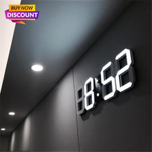 Load image into Gallery viewer, LED Digital Wall Clock with 3 levels Brightness Alarm Clock Wall Hanging Clock