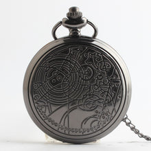 Load image into Gallery viewer, Retro Smooth Men Black Pocket Watch Silver Polish Quartz Fob Pocket Watches Pendant with Chain