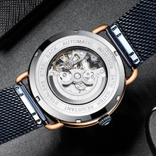 Load image into Gallery viewer, Brand Fashion Color Glass Automatic Mechanical Steel Mesh Strap Skeleton Wrist Watch