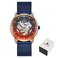 Load image into Gallery viewer, Brand Fashion Color Glass Automatic Mechanical Steel Mesh Strap Skeleton Wrist Watch