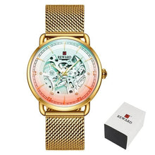 Load image into Gallery viewer, Brand Fashion Color Glass Automatic Mechanical Steel Mesh Strap Skeleton Wrist Watch
