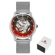 Load image into Gallery viewer, Brand Fashion Color Glass Automatic Mechanical Steel Mesh Strap Skeleton Wrist Watch
