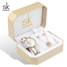 Load image into Gallery viewer, SK Creative Luxury Jewelry Set Woman  Gift Watch Earring Necklace Watch Set for Women Watches Crystal Rose Gold Watch Bangle
