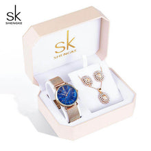 Load image into Gallery viewer, SK Creative Luxury Jewelry Set Woman  Gift Watch Earring Necklace Watch Set for Women Watches Crystal Rose Gold Watch Bangle
