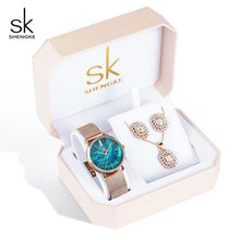 Load image into Gallery viewer, SK Creative Luxury Jewelry Set Woman  Gift Watch Earring Necklace Watch Set for Women Watches Crystal Rose Gold Watch Bangle