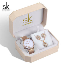 Load image into Gallery viewer, SK Creative Luxury Jewelry Set Woman  Gift Watch Earring Necklace Watch Set for Women Watches Crystal Rose Gold Watch Bangle