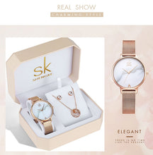Load image into Gallery viewer, SK Creative Luxury Jewelry Set Woman  Gift Watch Earring Necklace Watch Set for Women Watches Crystal Rose Gold Watch Bangle