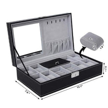 Load image into Gallery viewer, PU Leather Watch Holder Organizer With Lock for Quartz Watches Jewelry Boxes