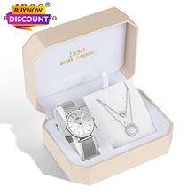 Load image into Gallery viewer, IBSO Brand Quartz Wristwatches Necklace Earring Combination Set Women Watch  Wristwatches Metal Strap Ladies Watches for Gift