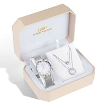 Load image into Gallery viewer, IBSO Brand Quartz Wristwatches Necklace Earring Combination Set Women Watch  Wristwatches Metal Strap Ladies Watches for Gift