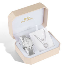 Load image into Gallery viewer, IBSO Brand Quartz Wristwatches Necklace Earring Combination Set Women Watch  Wristwatches Metal Strap Ladies Watches for Gift