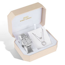 Load image into Gallery viewer, IBSO Brand Quartz Wristwatches Necklace Earring Combination Set Women Watch  Wristwatches Metal Strap Ladies Watches for Gift