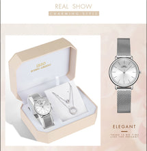 Load image into Gallery viewer, IBSO Brand Quartz Wristwatches Necklace Earring Combination Set Women Watch  Wristwatches Metal Strap Ladies Watches for Gift