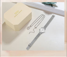 Load image into Gallery viewer, IBSO Brand Quartz Wristwatches Necklace Earring Combination Set Women Watch  Wristwatches Metal Strap Ladies Watches for Gift