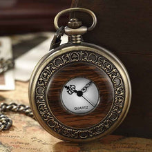 Load image into Gallery viewer, Box Package Solid Wood Mechanical Pocket Watch FOB Chain Locket Dial Hollow Steampunk Skeleton Men Women Mens Male Clock Watches