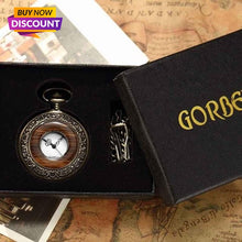 Load image into Gallery viewer, Box Package Solid Wood Mechanical Pocket Watch FOB Chain Locket Dial Hollow Steampunk Skeleton Men Women Mens Male Clock Watches
