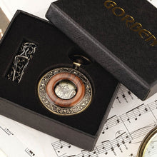 Load image into Gallery viewer, Box Package Solid Wood Mechanical Pocket Watch FOB Chain Locket Dial Hollow Steampunk Skeleton Men Women Mens Male Clock Watches