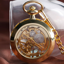 Load image into Gallery viewer, Vintage Watch Necklace Steampunk Skeleton Mechanical Fob Pocket Watch Clock Pendant Hand-winding Men Women Chain Gift